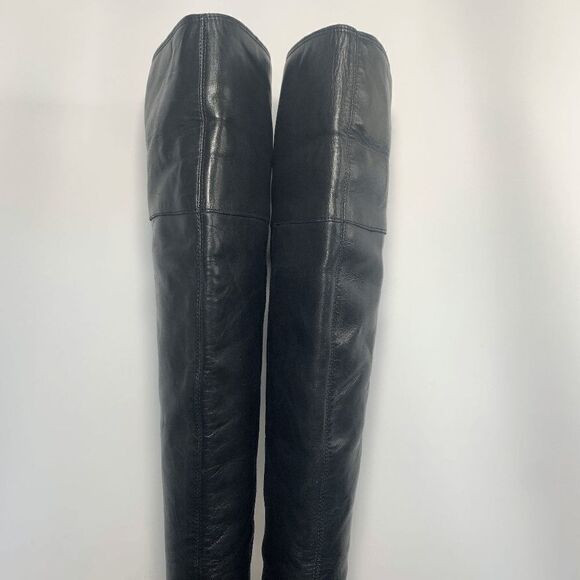 Nine West Leather Almond Toe Zipper Closure Wedge Heeled Boots Black Size 6.5 - Picture 6 of 15